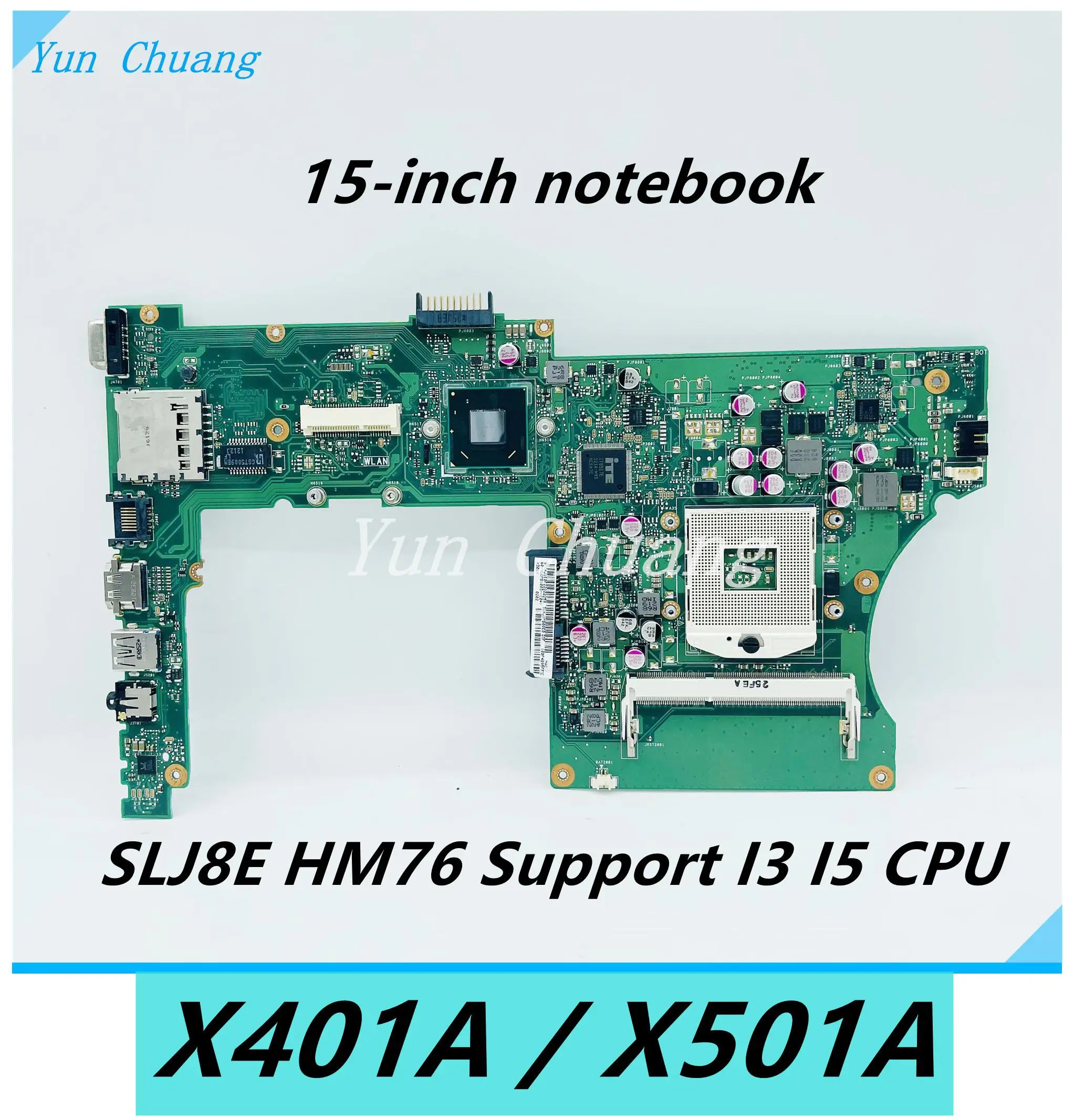 X401A REV:2.0 메인보드, ASUS X501A F501A 노트북 마더보드, SLJ8E HM76, I3 I5 CPU DDR3 지원, 15 인치 노트북