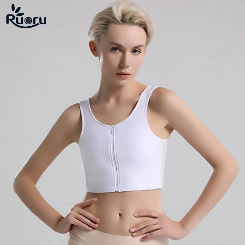 

Ruoru Tomboy Zip Binder Trans Corset Ice Cool Chest Binder Lesbian Crop Top Flat Breast Binder Breathable Tank Top Underwear