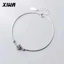 XIHA браслеты из стерлингового серебра 925 пробы, бусины со смайликом, цепочка из змеи, браслет на заказ, серебряные женские модные ювелирные изделия