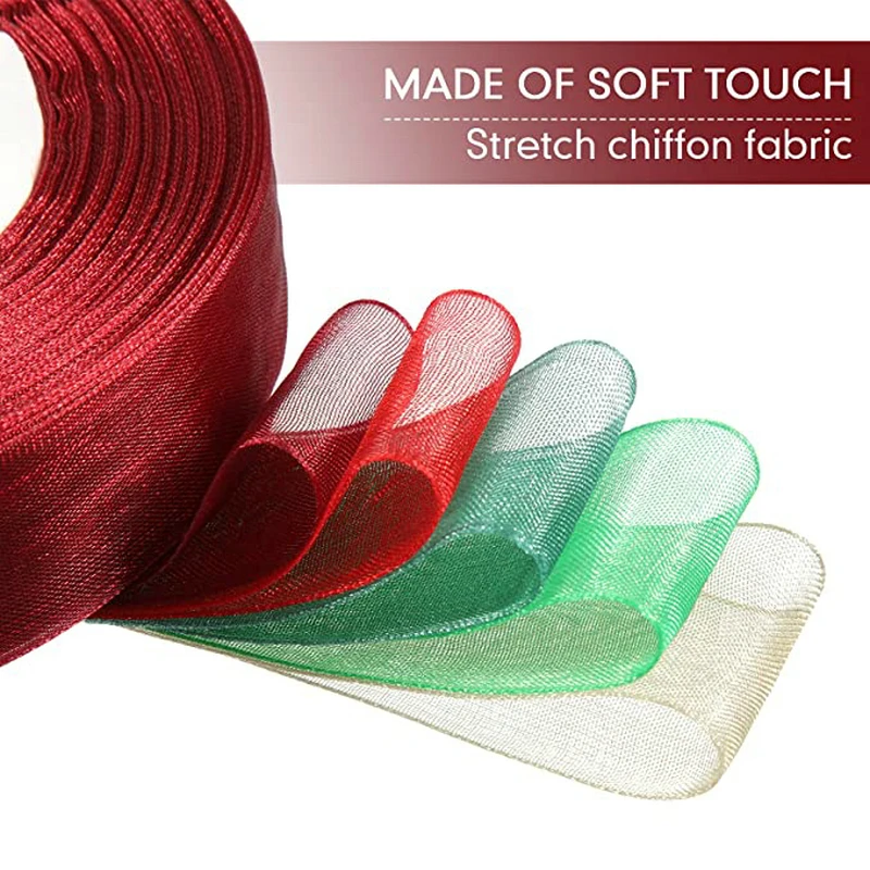 10 Yards/Lot Sheer Chiffon Ribbon Organza Satin Ribbons For Gift Wrapping Decoration Wedding Bouquets Party Wreath Lace Fabric