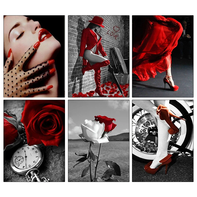 

Diamond Painting Cross Stitch "Beautiful red flower" Full Square Round Diy 5d Diamond Embroidery Picture Rhinestone Art