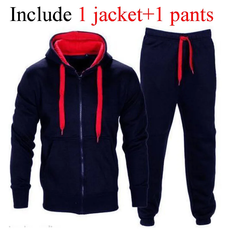 

Men Causal Hoodies Sets Solid Color Jacket+Pants 2Pcs Tracksuit Men's Sportwear Set Hoodies Sweatshirt & Pant Track Suit MY180