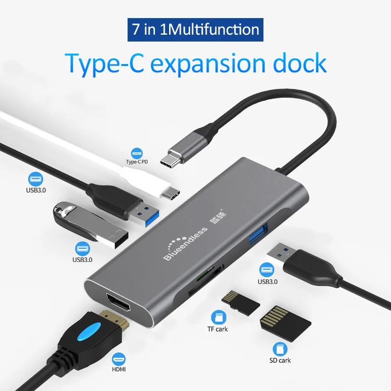 9 в 1 type C USB C док-станция для ноутбука USB 3,0 HDMI RJ45 Gigabit PD Fealushon для MacBook samsung type C док-станция usb-хаб