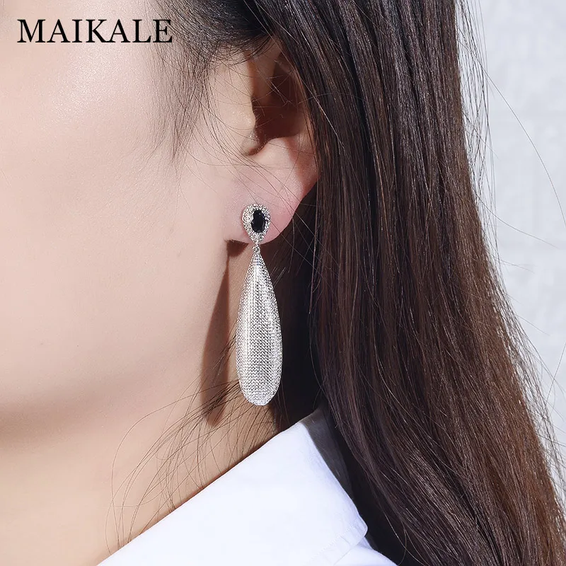 Женские длинные серьги MAIKALE классические из меди сережки-гвоздики большие