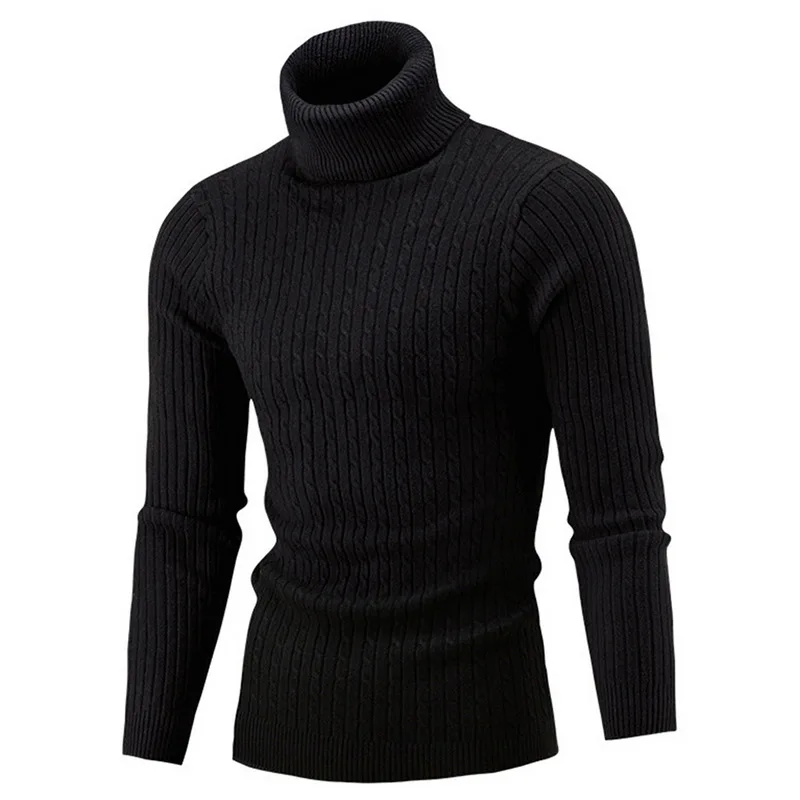 HEFLASHOR осенний теплый свитер с высоким воротом, мужской модный однотонный вязаный мужской свитер,, повседневный мужской тонкий пуловер с двойным воротником