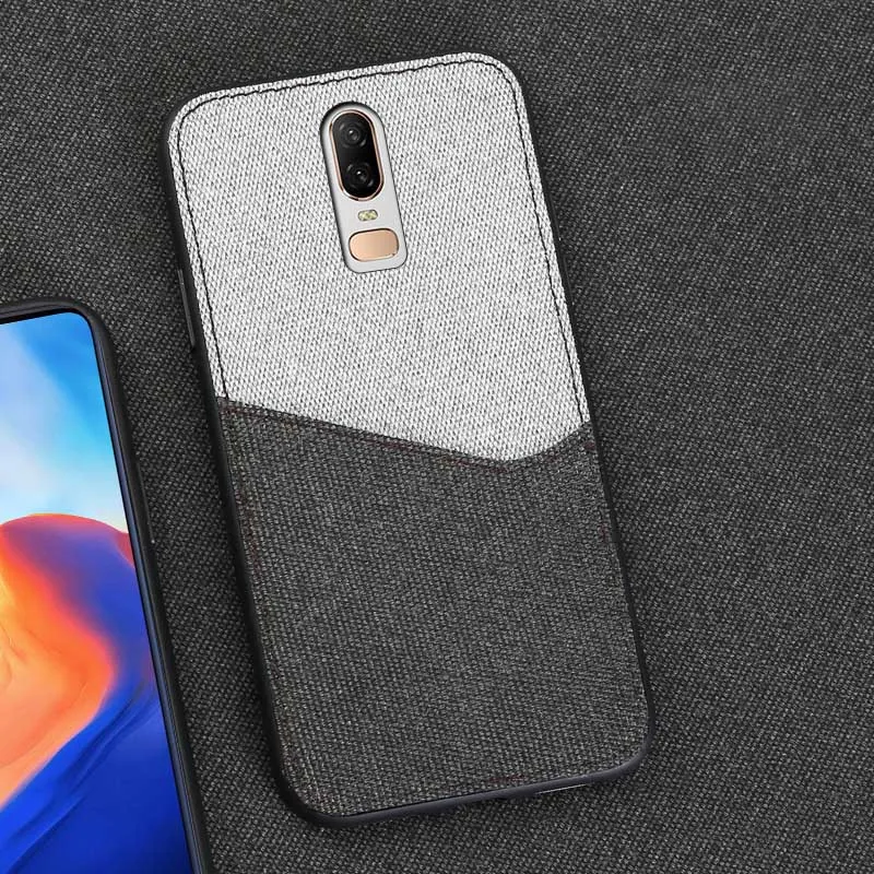Gray and Black Холщовый чехол для телефона для Oneplus 5, 5, 6, 7, 7, pro, чехол на заднюю панель со слотом для карт, дизайнерский чехол для Oneplus 7 pro, тканевый Магнитный чехол - Цвет: Gray and Black