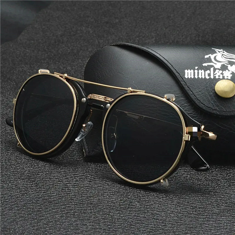 MINCL/ мужские солнцезащитные очки для близорукости с зажимом для близорукости, зеркальные очки двойного назначения для вождения, круглые солнцезащитные очки FML