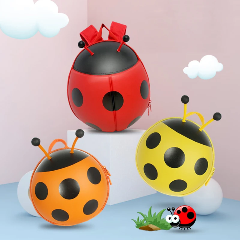 Cute Ladybird Kids Toddler Backpack with Safety Leash 3D Cartoon