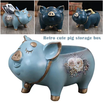 

Pig Shape Remote Control Organizer Caddy Desktop Supplies Storage Box Ornament for Household JS23