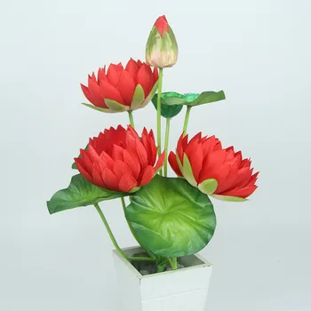 

Artificial Flower 9 Head 13 Angle Water Lily High Simulation Lotus Temple Flower Artificial Silk Flower Desktop Decoration Handm