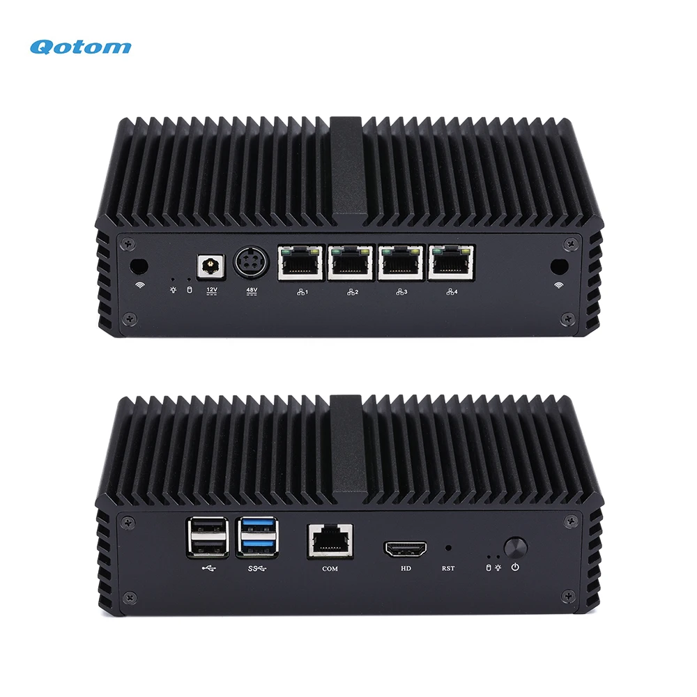 Reducido Qotom-minienrutador Firewall Celeron J3455, 4 LAN, POE, PC, cuatro núcleos, AES-NI mmQKMOX6qdY