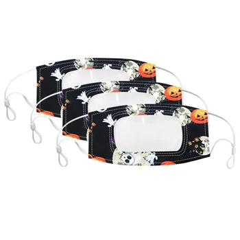 

3PC Protector Facial Transparente Kids Halloween Cartoon Smile Clear Mouth Expression Lip Reading Face ma$k Mascarillas