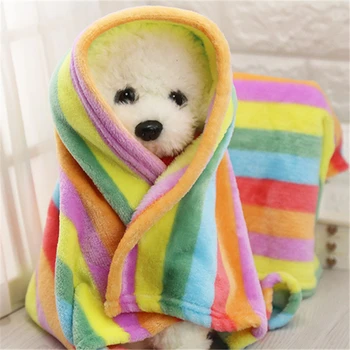 

Holapet Cute Warm Pet Bed Mat Cover Rainbow Coral Fleece Cat Dog Towel Soft Fleece Bed Blanket for Small Medium Large Dogs S M L