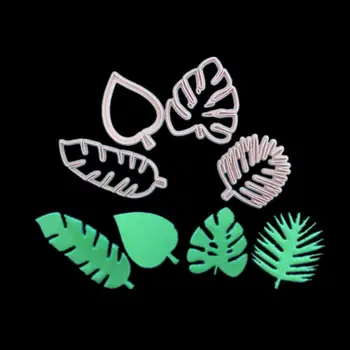 

4PCS/ Set Embossing Die Cutting Machine Tropical Tree Leaf Jungle Biscuit Cookware Mold Cookie Cake Fudge Cake Decoration Model