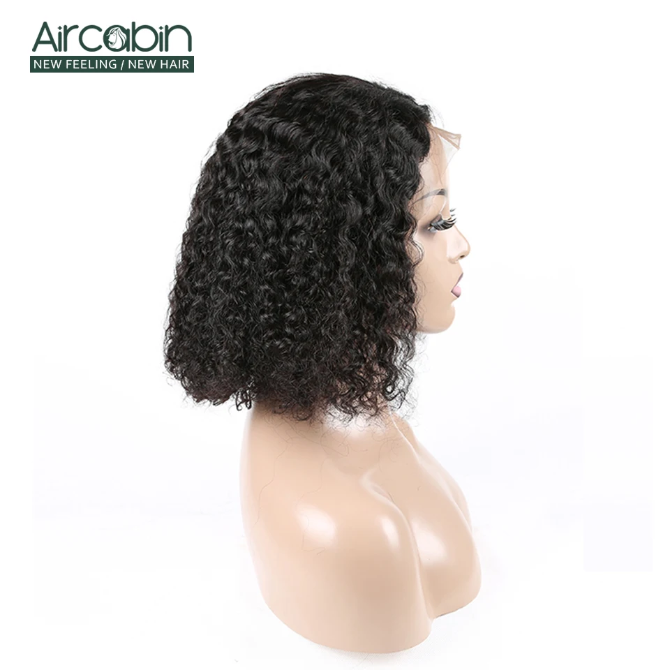 Aircabin 13x4 кудрявые парики из человеческих волос "-14" индийский волос Remy короткие парики для черных женщин парик из натуральных волос