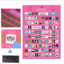

100 Dates Scratch Off Poster Couples Bucket List Painting Posters on The Wall Girl Room Decoration Decor Valentines Wedding Gift