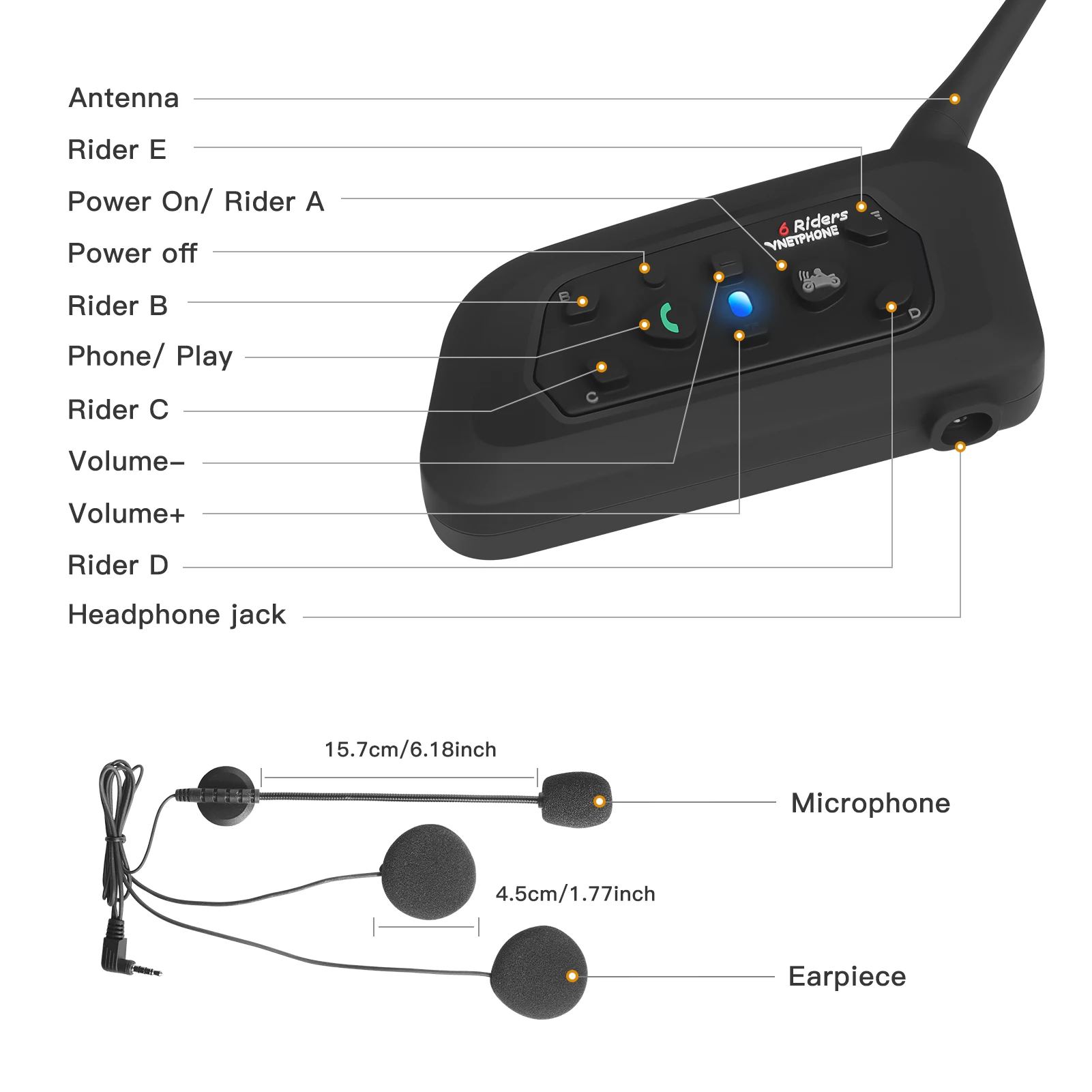 VNETPHONE V6      1.2KM 850mAh IP65 6 ̴ MP3 GPS 