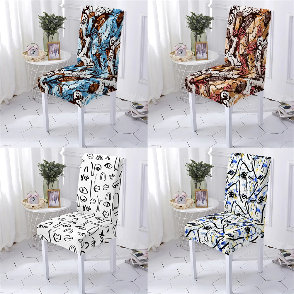 

Abstraction Style Computer Chair Seat Covers For Chairs Covers For Chairs Five Senses Pattern Dining Chair Cover Home Stuhlbezug