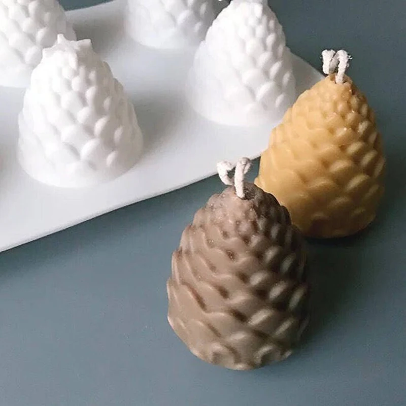 

6 Cavities Pine Cones Silicone Mold for DIY Handmade Candle Making 3D Candle Molds Silicone Wax Mold