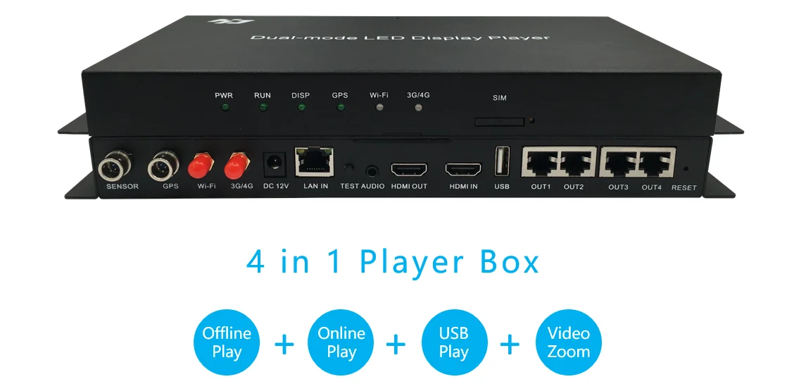 Huidu HD-A6 HD A6 USB+ wifi полноцветный асинхронный Светодиодный экранный проигрыватель 2048x1024 пикселей Async seinding карта wifi видео led управление