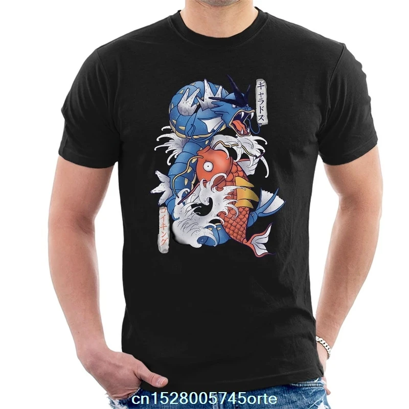 Мужская футболка с принтом Pokemon Koi Magikarp и Gyarados женская из 100% хлопка|Футболки| |