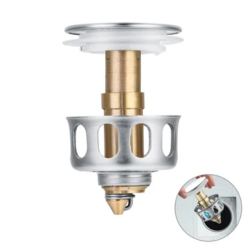 

1PC Universal Wash Basin Bounce Drain Filter 2 in 1 Shower Floor Sink Drain Vanity Stopper Bathtub Bathroom Accessories