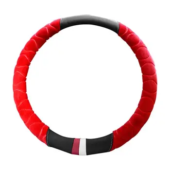 

Car Plush Steering Wheel Cover Car Decoration Nonslip Guard Case Winter Warm Covers Universal for 38CM red