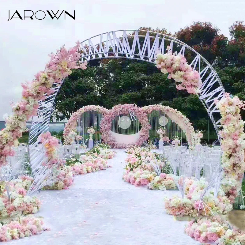 

JAROWN Wedding 2.6m Iron Twisted Shape Double Pole Arch Semicircle Wedding Flower Stand Background Decoration