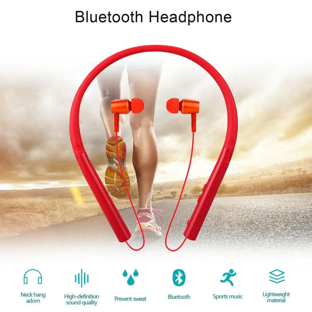 Bluetooth Sport Headset Earphone Stereo Neckband Earbud with Microphone for iPhone Android Samsung Motorola Xiaomi