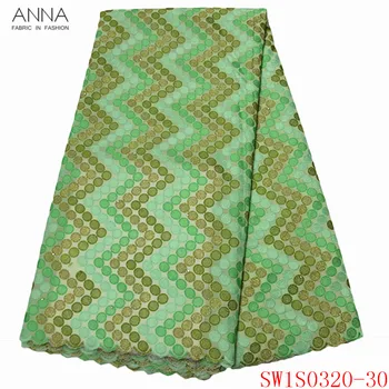 

Anna popular african dry lace fabric 2020 high quality embroidery with stones swiss voile lace in switzerland 100% cotton fabric
