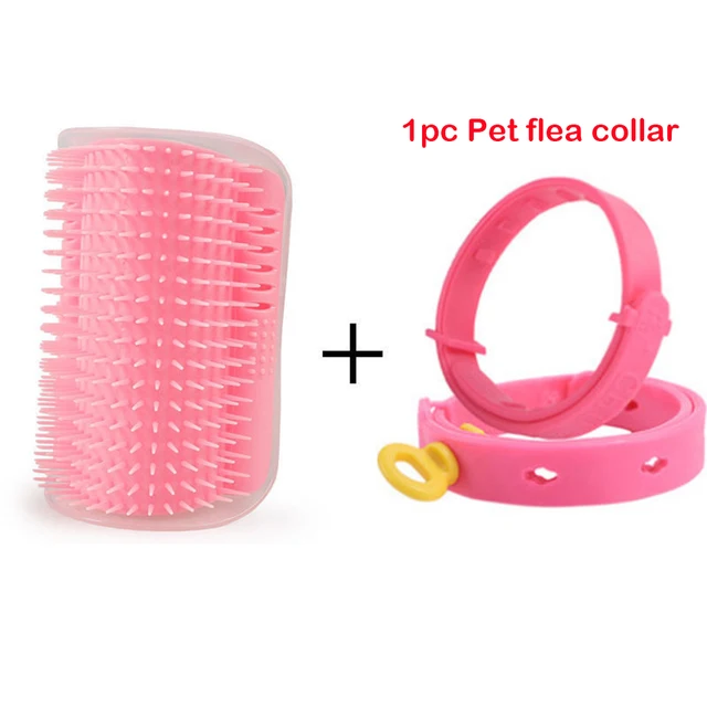 Pet Supplies for Self Groomer Wall Brush Corner Cat Massage Self Groomer Comb Brush with Catnip Cat Rubs with A Tickling Comb Pink-Pet flea collar