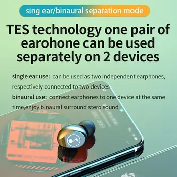 

F9 Bluetooth Headset Light Carving Digital Display 2nd Generation 5.0 Invisible Sports Touch Bluetooth Headset White