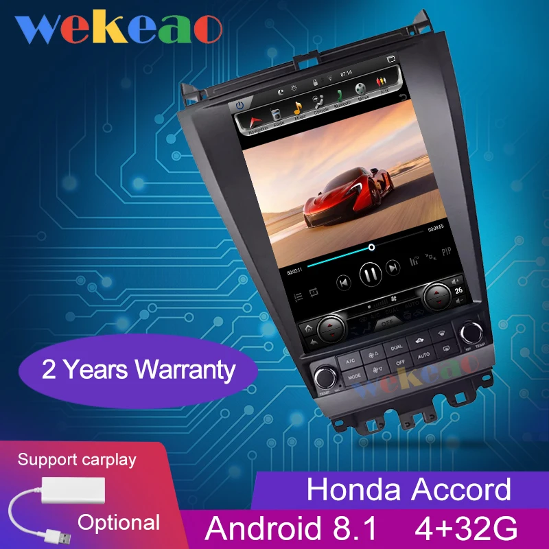 Wekeao вертикальный экран Tesla style 12,1 ''Android 8,1 автомобильный Радио gps навигатор для Honda Accord автомобильный dvd-плеер 2004-2007 wifi 4G