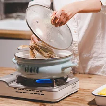 Японское стекло покрытие круглый горячий суп горшок керамическая эмаль stew общего бытовой электромагнитная печь посуда для варки 26 см