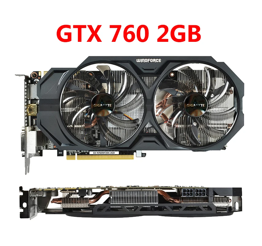 Графические карты GIGABYTE GV-N760WF2OC-2GD GPU 256Bit GDDR5 GTX 760 2GB Map видеокарта для nVIDIA Geforce GTX760 Dvi |