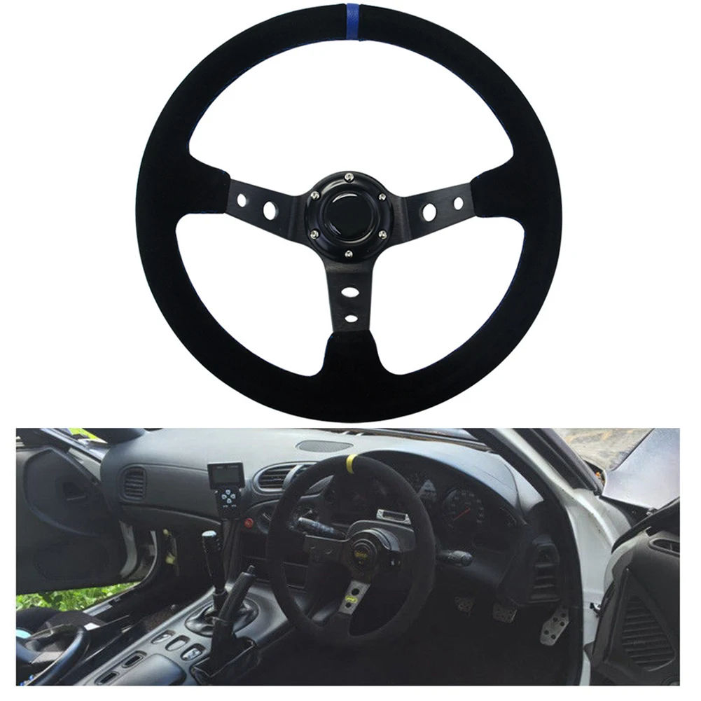 

350mm Universal Accessories Practical Drifting Steering Wheel Durable Auto Racing Replacement Competitive Fuzzy Horn Button