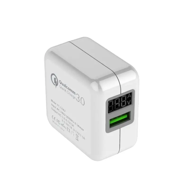 США ЕС 18 Вт Быстрая зарядка 3,0 USB быстрое зарядное устройство смарт-Дисплей для мобильного телефона планшета
