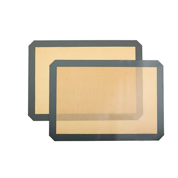 

2 pcs Brown Base and Gray Edge Silicone Baking Mat Cookie Sheet Non Stick Silicon Liner for Bake Pan