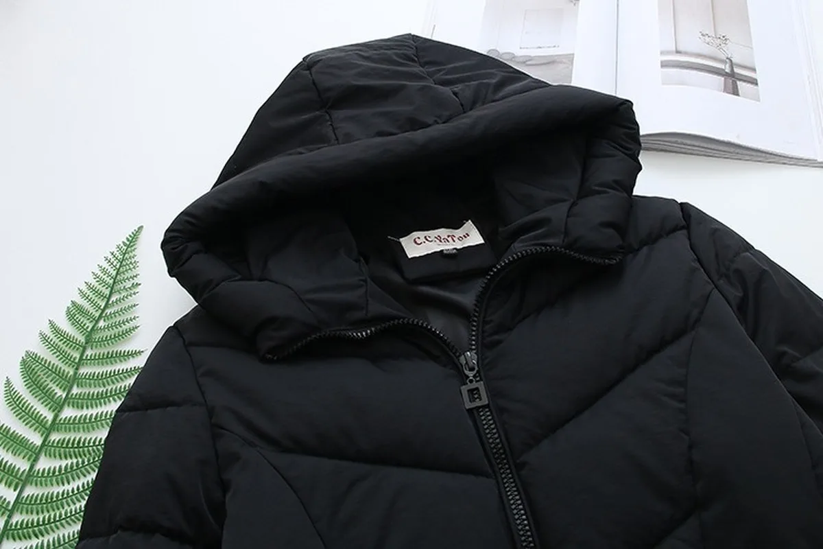 Женские зимние куртки размера плюс 3XL 4XL 5XL с капюшоном и стоячим воротником, Женское пальто с хлопковой подкладкой, зимняя женская длинная парка, теплая плотная куртка