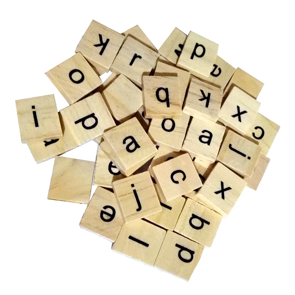 100pcs Wooden Alphabet puzzle Tiles Black Letters Board For Craft DIY Wood
