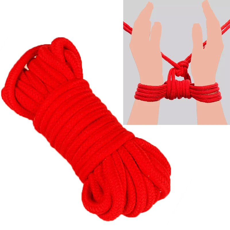 Handcuff Fetish Japanese Soft Tied Bondage Cotton Red Rope Restraint