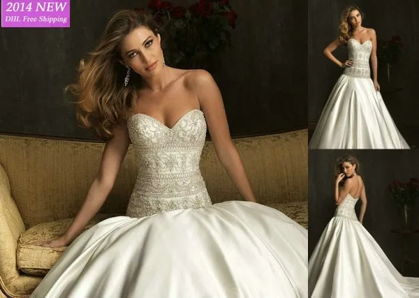 Ida e frete grtis luxo a-querida linha Сияющий tafet com Бисероплетение vestidos de noiva vestido de noiva личное свадебное платье
