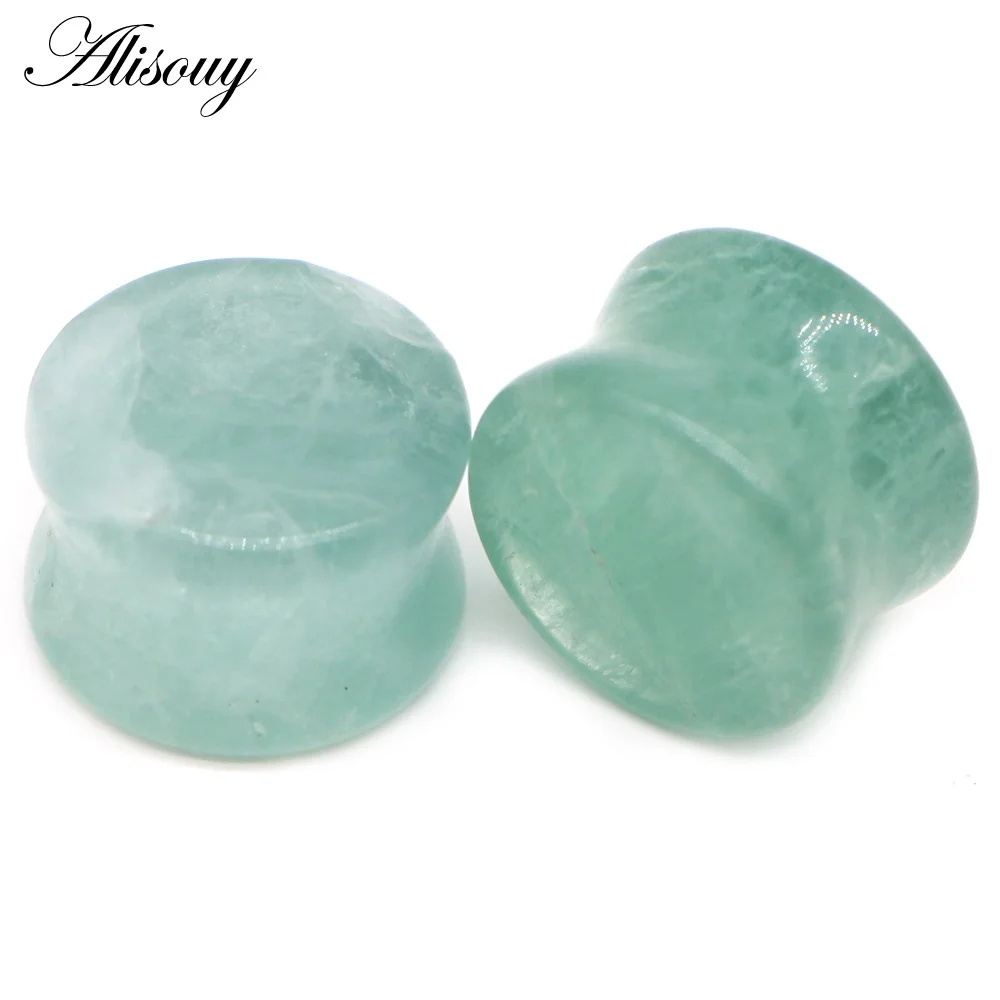 EM0919B Fluorite Alisouy 2 шт. натуральный серьги из органического камня Вилки туннели для пирсинга датчики 6 мм-16 мм уха Расширители растяжители с коническим отверстием производства тоннелей, бижутерия для пирсинга - Окраска металла: EM0919B Fluorite