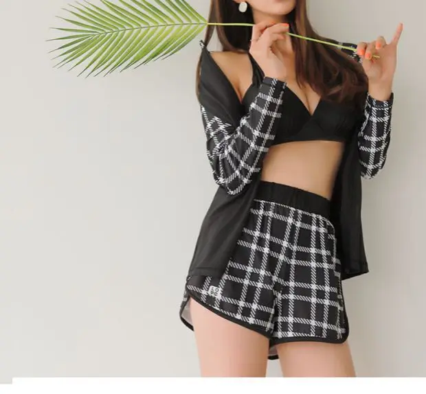 

Swimsuit Push Up Separate Female Bikini Women's Swimwear Closed Girls Rash Guard New Split Long Sleeve Surfing Suit Animal