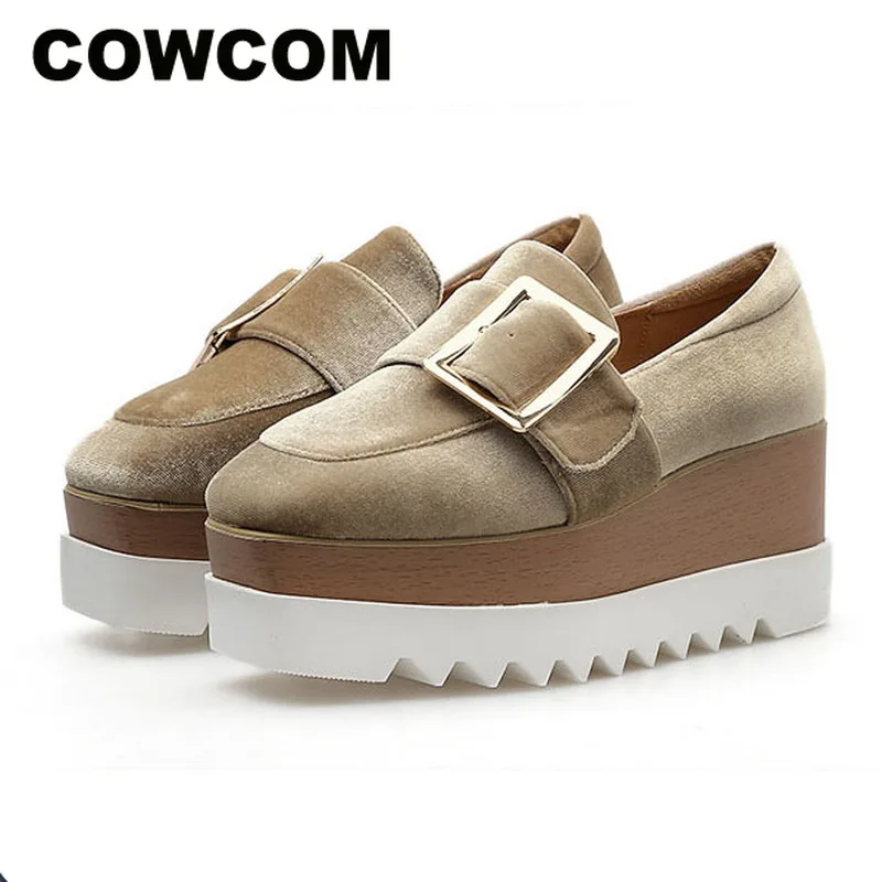 Женские кроссовки COWCOM на толстой подошве с квадратной пряжкой и квадратным