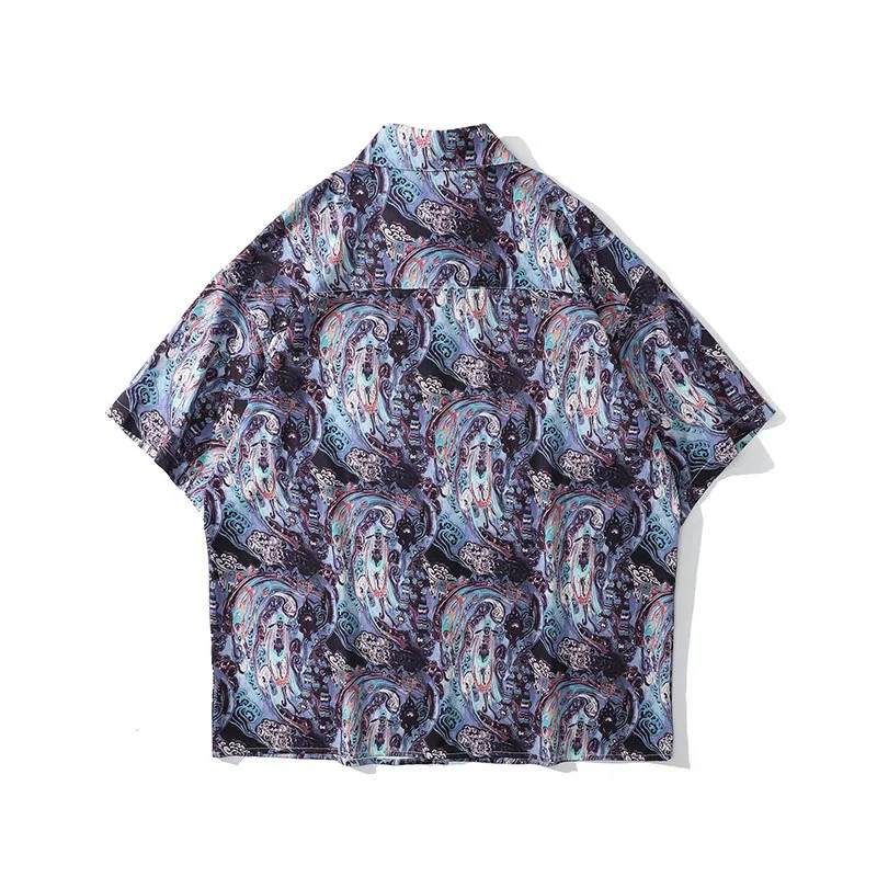 Men Shirt Short Sleeve 2021 New Arrival Summer Loose Flowers Male Shirt Thin Fashion Chinese Ethnic Style Hot Sale S84