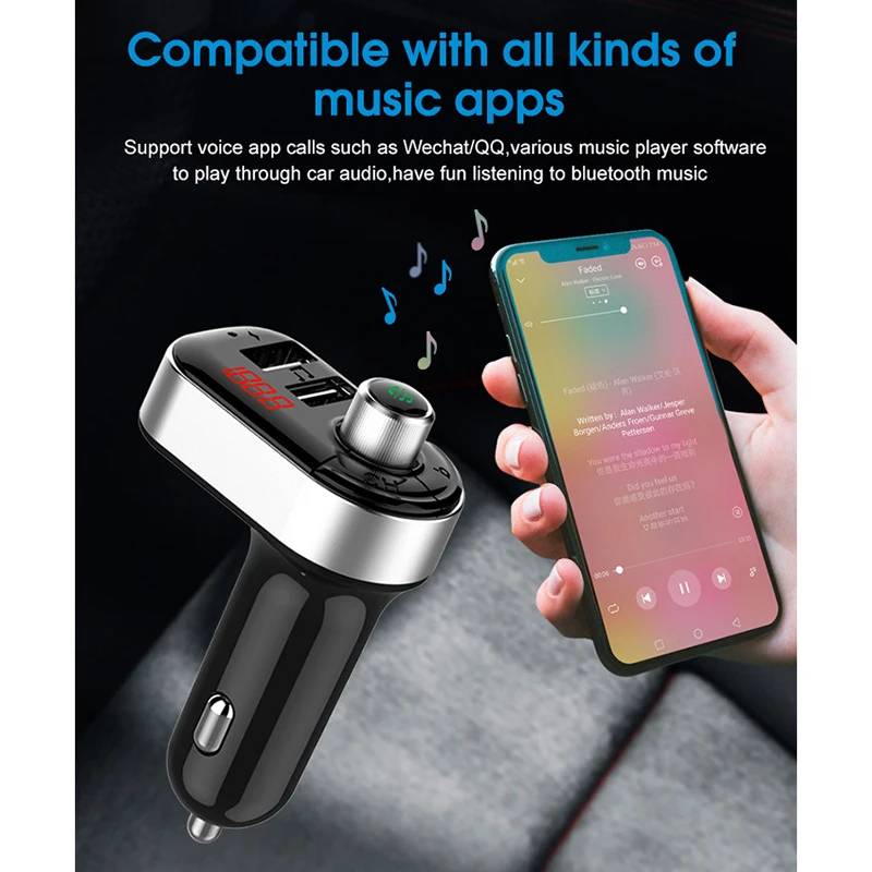 Автомобильный fm-передатчик Bluetooth плеер двойной USB зарядное устройство беспроводной адаптер MP3-плеер WIF66