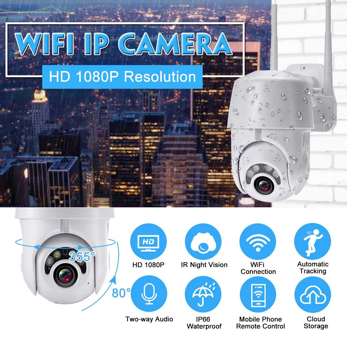 IP камера WiFi 2MP 1080P Беспроводная PTZ скоростная купольная камера видеонаблюдения IR Onvif камера наружного видеонаблюдения Wifi камера IP