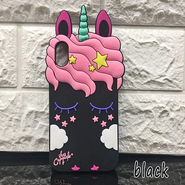 Unicorn Black XR 3D мультфильм розовый зыбучий песок Единорог Мягкий силиконовый Жидкий чехол со звездами для Iphone 7 Plus 8 6 6S plus 5 S 5c SE XS Max чехол для телефона - Цвет: Unicorn Black