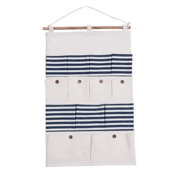 

13 Pocket Pouch Waterproof Wall Bag Natural Cotton Wall Hanging Storage Bag Large Door Organizer for Home Kitchen Bathroom Decor